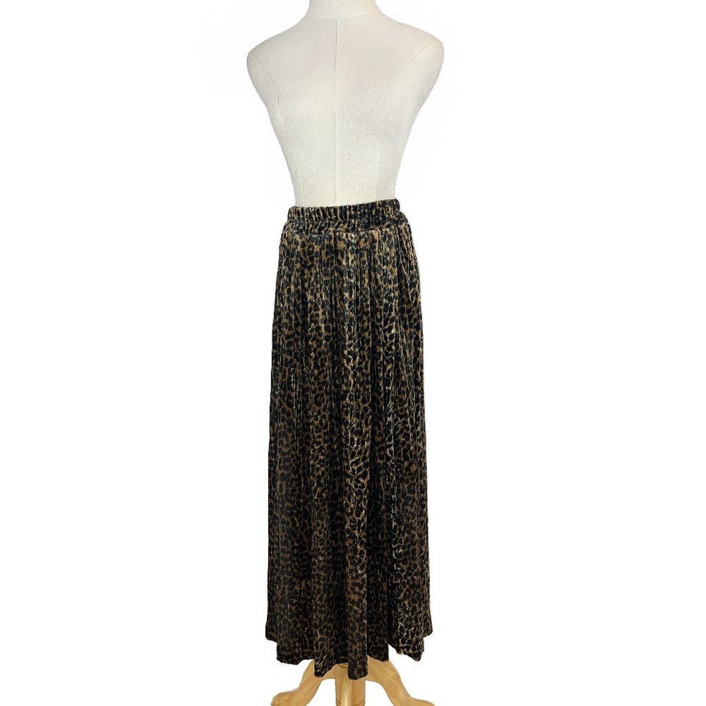 Vintage 90's Velvet High Waisted Leopard Print Maxi Skirt